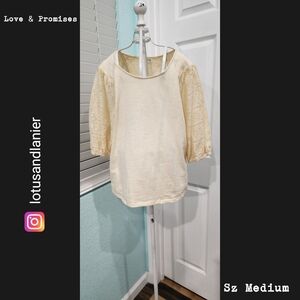 Love & Promises Cream Boho Blouse Sz Medium